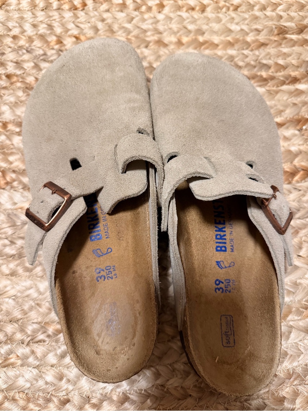 Birkenstock Boston Soft Footbed Clogs in Taupe Suede